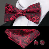 Hi-Tie Marque Soie Pré-noué Homme Nœud Papillon Mouchoir Boutons de Manchette Ensemble Nœud Papillon pour Homme Jacquard Solide Cachemire Floral Mariage Cadeau d'Affaires