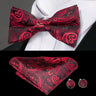 Hi-Tie Marque Soie Pré-noué Homme Nœud Papillon Mouchoir Boutons de Manchette Ensemble Nœud Papillon pour Homme Jacquard Solide Cachemire Floral Mariage Cadeau d'Affaires