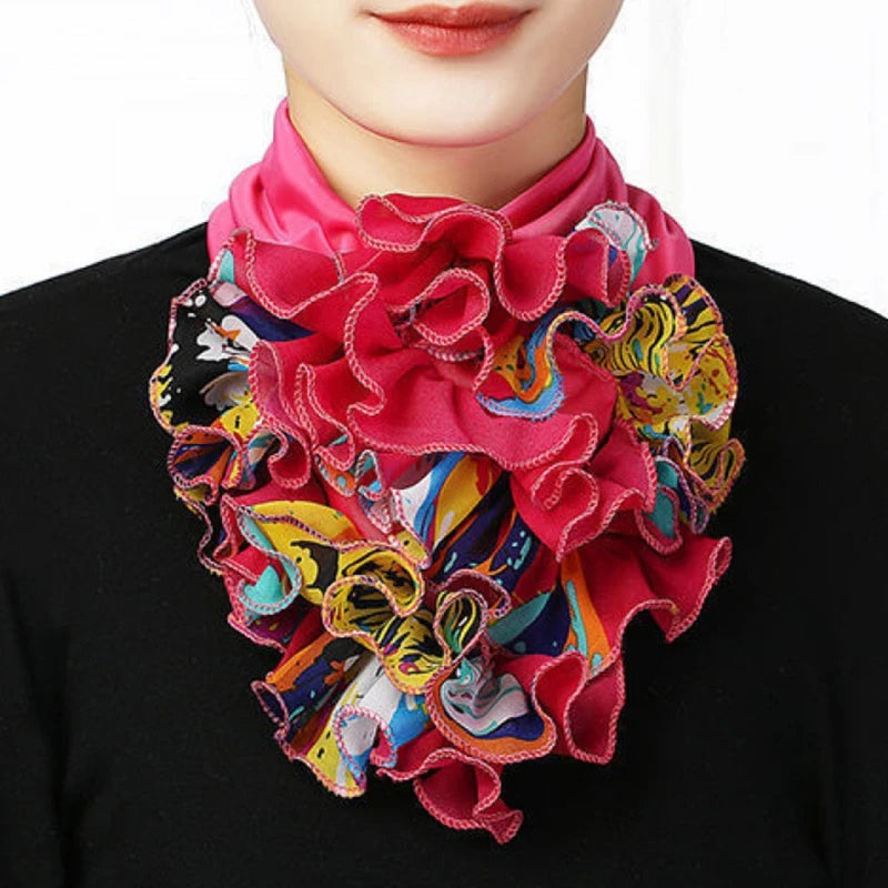 Koreanischer Chiffon-Halsschutz mit Blumenmuster, falscher Kragen, Sicherungsschal, Sommer, Frauen, Eisseide, Schutz der Halswirbelsäule, elastisches Lätzchen, Kopfhals