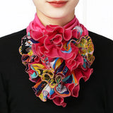 Koreanischer Chiffon-Halsschutz mit Blumenmuster, falscher Kragen, Sicherungsschal, Sommer, Frauen, Eisseide, Schutz der Halswirbelsäule, elastisches Lätzchen, Kopfhals