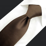 U27 Brown Houndstooth Necktie Set Handmade Wedding Fashion Extra Long Size Classic Ties for Mens Hanky