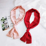 Foulard tendance pour femme, bandeau, foulard, sac en satin de soie, 145 x 15 cm, long, noir, rouge, rose
