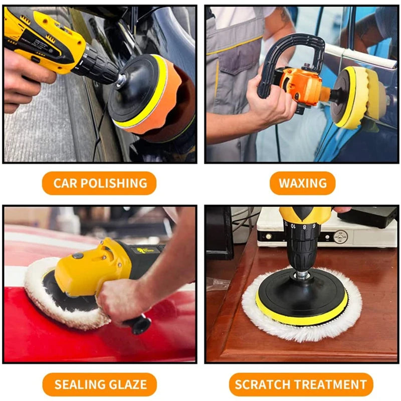 8Pcs Buffing Pad Set Thread 3/5/7inch Auto Car Repair Polishing pad Kit for Car Polisher+Drill Adaptor Power Tools accessories