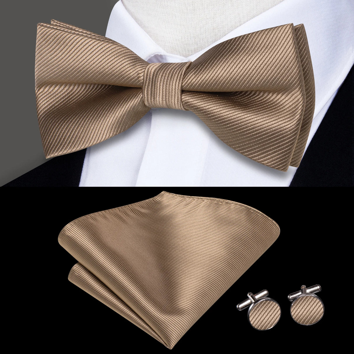 Hi-Tie Marque Soie Pré-noué Homme Nœud Papillon Mouchoir Boutons de Manchette Ensemble Nœud Papillon pour Homme Jacquard Solide Cachemire Floral Mariage Cadeau d'Affaires