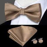 Hi-Tie Marque Soie Pré-noué Homme Nœud Papillon Mouchoir Boutons de Manchette Ensemble Nœud Papillon pour Homme Jacquard Solide Cachemire Floral Mariage Cadeau d'Affaires