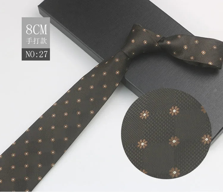Cravate à fleurs en grille, tissée en gros, 8 cm, accessoires de mariage, bleu, homme, pois, cachemire, convient aux groupes, fêtes, bureau