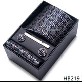 Cravate pour homme, tout nouveau style, cadeau de mariage, ensemble de pochettes, boîte à cravates, accessoires de costume noirs pour hommes