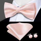 Hi-Tie Marque Soie Pré-noué Homme Nœud Papillon Mouchoir Boutons de Manchette Ensemble Nœud Papillon pour Homme Jacquard Solide Cachemire Floral Mariage Cadeau d'Affaires