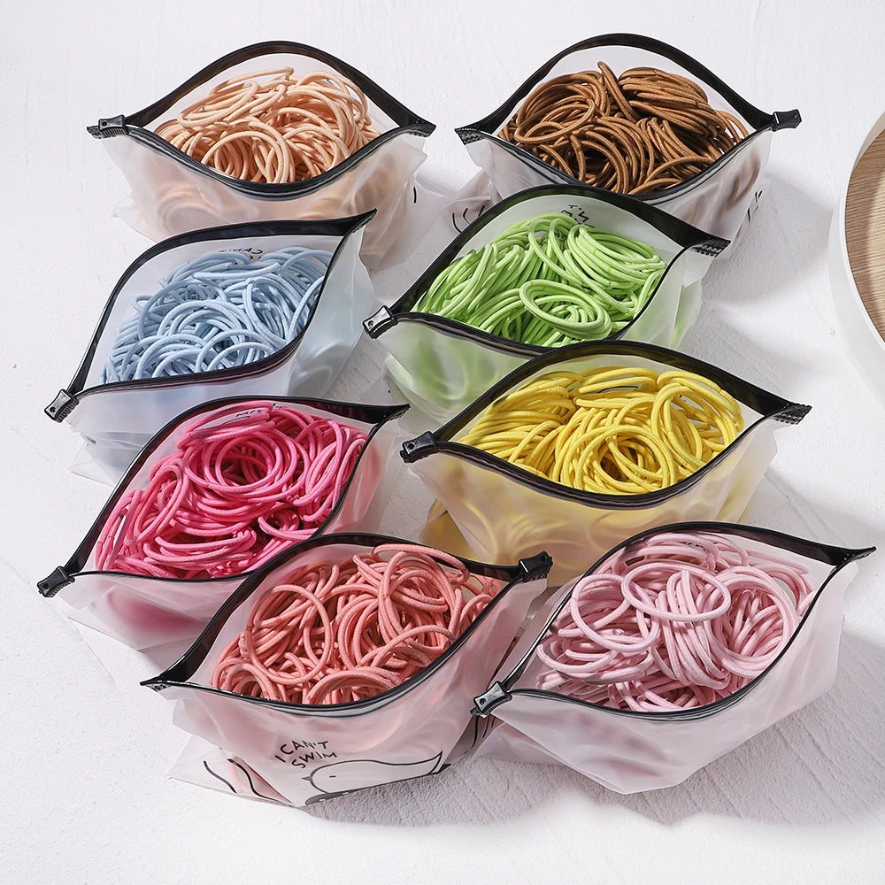 Lot de 50 bandeaux élastiques en caoutchouc pour cheveux, style macaron, très élastiques, durables, pour queue de cheval haute, pour femmes et enfants