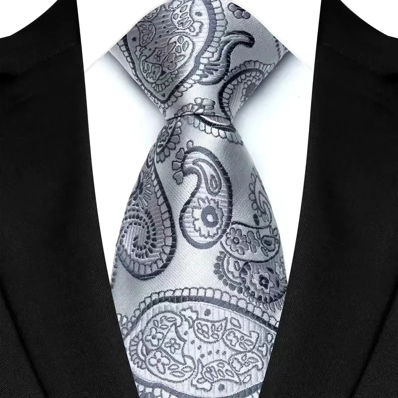 Cravate classique en cachemire pour homme, motif floral de luxe, motif à pois, 8 cm, jacquard, pour homme, pour affaires, mariage, fête, accessoire de tous les jours