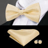 Hi-Tie Marque Soie Pré-noué Homme Nœud Papillon Mouchoir Boutons de Manchette Ensemble Nœud Papillon pour Homme Jacquard Solide Cachemire Floral Mariage Cadeau d'Affaires