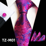 Ensemble de cravates en soie rose floral pour hommes, ensemble de cravates de fête de mariage, mouchoir, broche, boutons de manchette, accessoires pour hommes de haute qualité Gravata