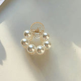Pinces à cheveux rondes en perles pour femmes et filles, barrettes chics, épingles à cheveux en forme de crabe blanc, accessoires de coiffure tendance