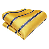 Cravates de luxe à rayures jaunes et bleues pour hommes, nouvelle marque tendance 2022, ensemble de cravates pour fête de mariage, mouchoir, boutons de manchette, cadeau en gros