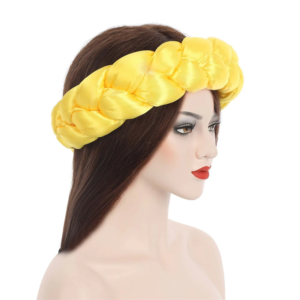 New Satin Twist Braids Hair Tie Braid Headband Women Elastic Hair Bands Ladies Turban Bandage Headwear African Hair Accessories
