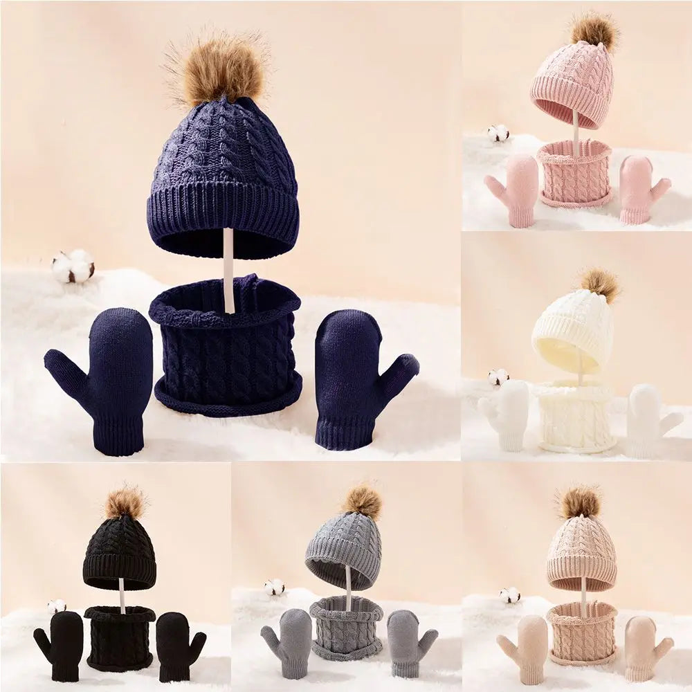 Ensemble bonnet, écharpe et gants chauds pour l'hiver pour enfants de 0 à 3 ans