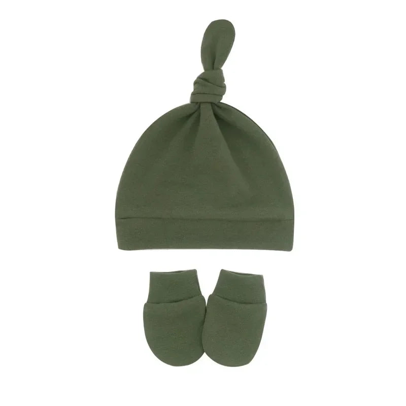 Bonnet pour nouveau-né avec gants, bonnet chaud en coton pour enfants, accessoires pour enfants, bonnet de nuit pour bébés de 0 à 6 mois, automne et hiver