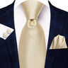 Hi-Tie Cravate de mariage en soie à motif floral, couleur champagne ivoire massif, pour homme, de qualité, avec boutons de manchette, tendance, pour entreprise, livraison directe