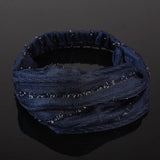 White Hair Elastic Hair Band Sequin Shiny Cloth Mother Hair Hoop Women Headband Korean Headwear Wide Hair Band Mesh Hairbands
