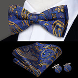 Hi-Tie Marque Soie Pré-noué Homme Nœud Papillon Mouchoir Boutons de Manchette Ensemble Nœud Papillon pour Homme Jacquard Solide Cachemire Floral Mariage Cadeau d'Affaires