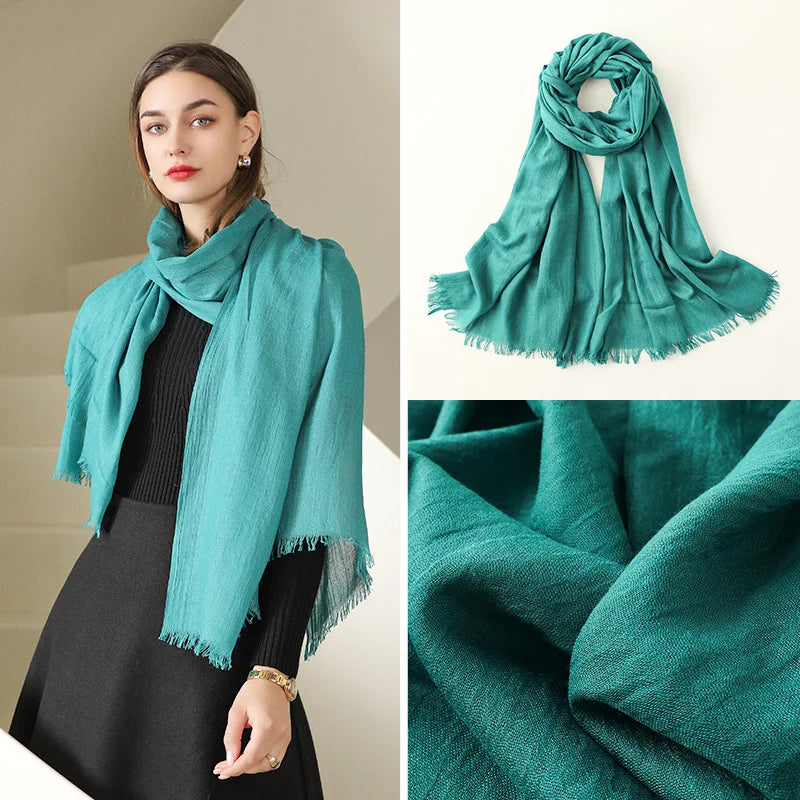 Écharpe en lin et coton doux, châle musulman, grand hijab uni, bandeau de haute qualité, longues écharpes, 190 x 100 cm, 1 pièce, vente au détail