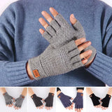 Gants d'hiver sans doigts pour hommes, mitaines, pour écrire au bureau, tricotés en laine épaisse, étiquette chaude, gants de conduite en plein air élastiques épais