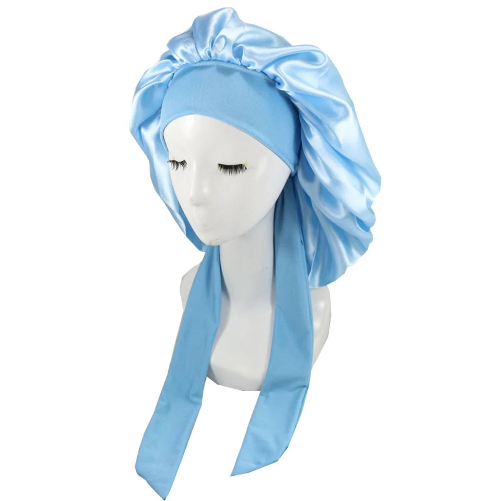 New Satin Hair Cap For Sleeping Invisible Flat Imitation Silk Round Haircare Women Headwear Ceremony Adjusting Button Night Hat