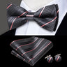 Hi-Tie Marque Soie Pré-noué Homme Nœud Papillon Mouchoir Boutons de Manchette Ensemble Nœud Papillon pour Homme Jacquard Solide Cachemire Floral Mariage Cadeau d'Affaires