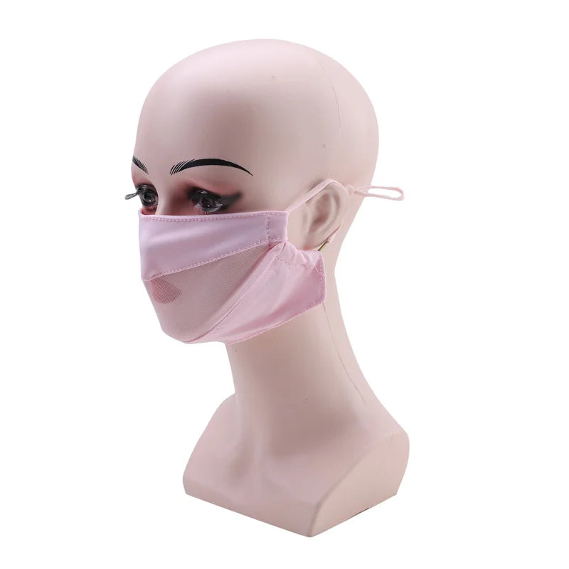 Masque de protection solaire sans trace pour femmes, en soie glacée, anti-ultraviolet, respirant, fin, tendance, été, 2024