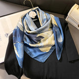 Foulard carré en satin de soie imprimé pour femme, hijab, bandana, 90 cm
