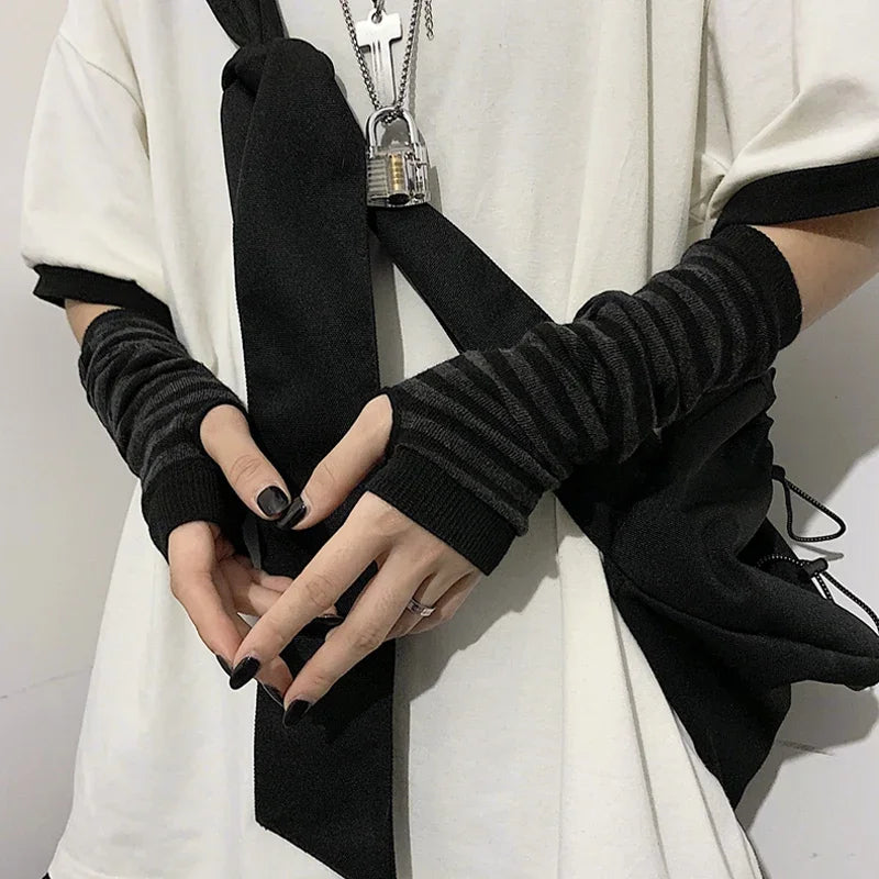 Nouveaux gants longs sans doigts pour femmes et filles, gants thermiques pour poignets et coudes, chauffe-mains, mitaines tricotées, manches de bras animées