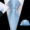 Barry.Wang Ensemble cravate et mouchoir en soie à carreaux pour homme, motif jacquard, idéal pour un mariage, un marié ou une équipe