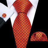 Barry.Wang Ensemble cravate et mouchoir en soie à carreaux pour homme, motif jacquard, idéal pour un mariage, un marié ou une équipe