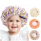 Bonnet de nuit ajustable en satin de soie pour bébé, bonnet de nuit en satin à imprimé floral pour enfants, bonnet de maquillage pour filles, bonnet de nuit pour enfants