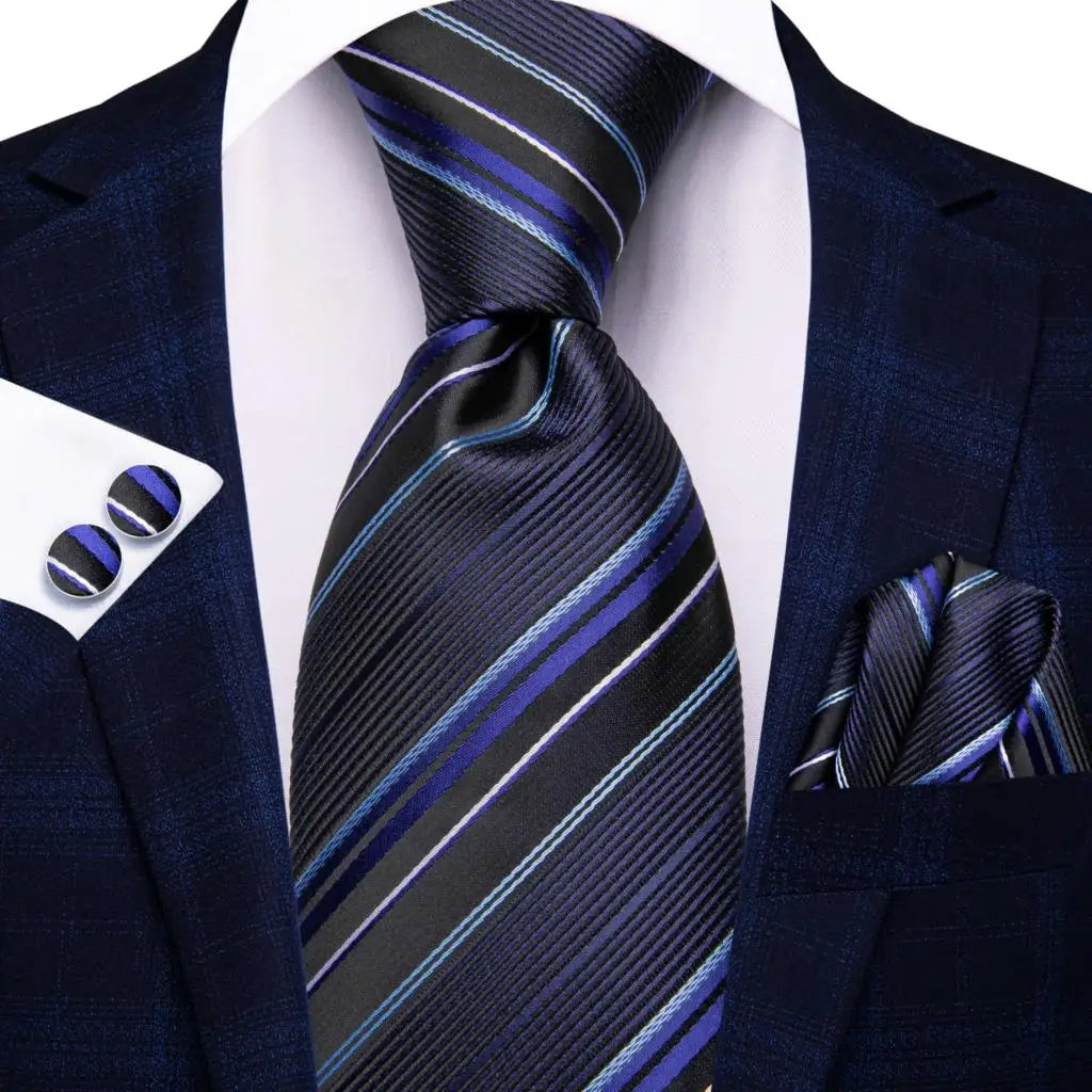 Cravates pour hommes 2023, nouvelle mode pour hommes, 8,5 cm, pochette, boutons de manchette, accessoires de mariage, créateur de cravates Hi-Tie, vente en gros