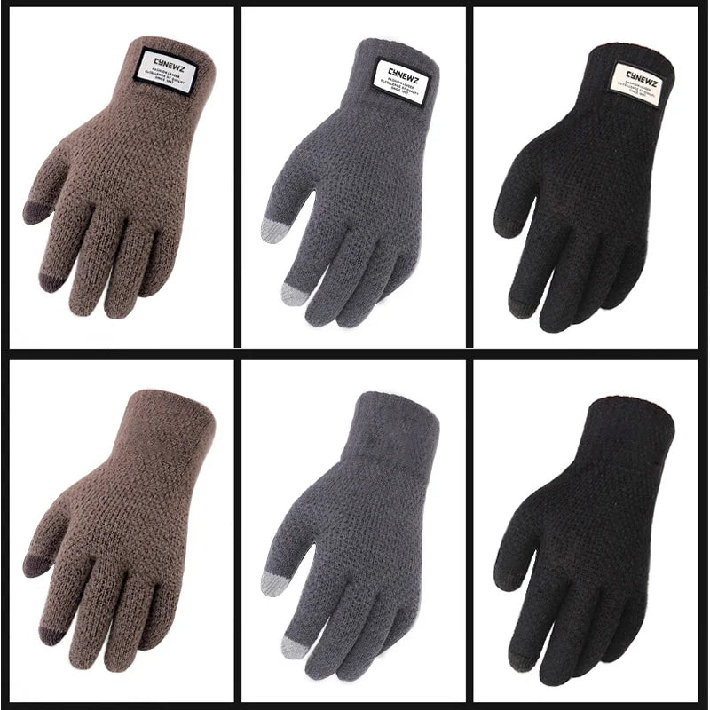 Gants tricotés d'hiver pour hommes, écran tactile, haute qualité, épais, chauds, en laine et cachemire, solides, pour l'automne et l'hiver