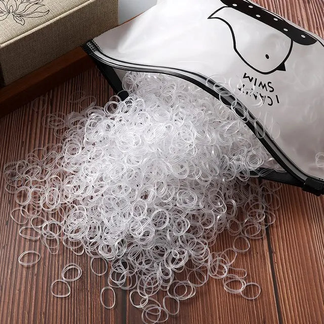 Lot de 1 000 élastiques à cheveux en nylon pour filles, accessoires pour cheveux, queue de cheval, ornements pour enfants