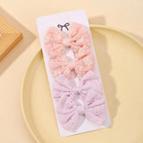 4Pcs/Set Lovely Cotton Bowknot Clips Safe Hairpins Girl Fresh Pastoral Hairclips Baby Hair Accessories Kids Print Hairgripe Gift