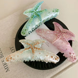 Pince à cheveux YHJ en forme d'étoile de mer pour femme, pince à cheveux en acétate et strass, bijoux de vacances, pince à cheveux tendance, accessoires pour cheveux