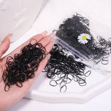 500/1000/2000pcs Girls Black Disposable Rubber Band Hair Ties Headband Children Ponytail Holder Bands Kids Hair Accessories