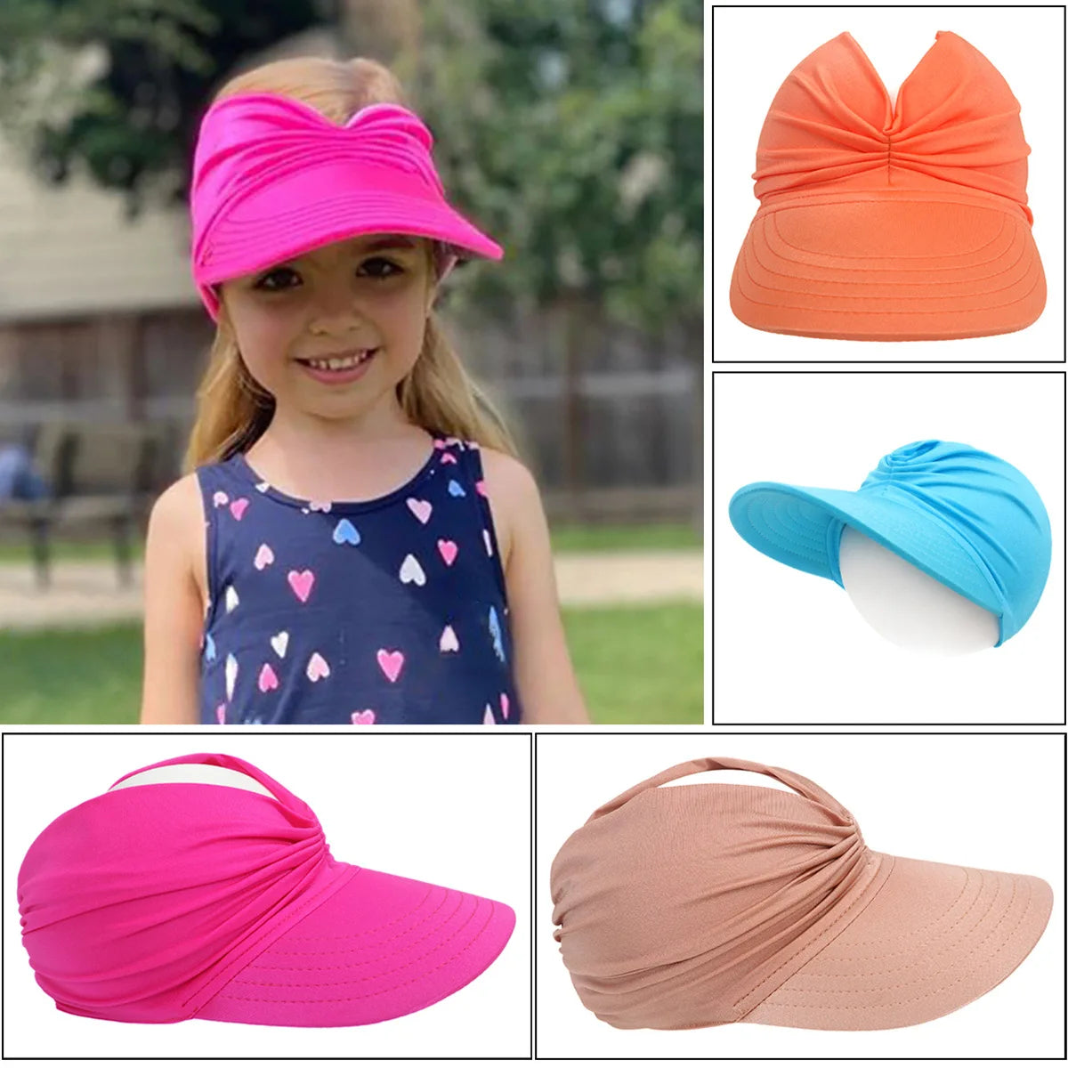 Chapeau pare-soleil à large bord pour enfants, protection UV, casquette de sport pour la plage, pliable, pour filles et garçons