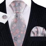 Ensemble élégant de cravates et boutons de manchette en soie à fleurs multiples pour homme, cravate jacquard à fleurs pour mariage, entreprise, fête, événement, Barry.Wang