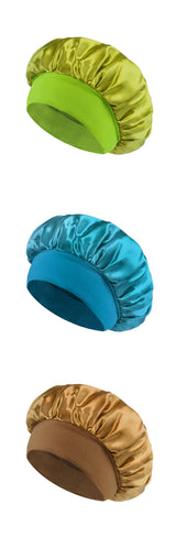 1pcs Unisex Satin Solid Wide-brimmed Sleeping Hat Elastic Band Cap Hair Care Bonnet Night Hat