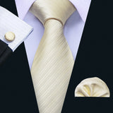 Cravate de luxe pour homme, ensemble de boutons de manchette et mouchoir en soie à rayures rouges, style business, Barry.Wang, accessoire tendance pour mariage, fête, décontracté