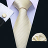 Cravate de luxe pour homme, ensemble de boutons de manchette et mouchoir en soie à rayures rouges, style business, Barry.Wang, accessoire tendance pour mariage, fête, décontracté