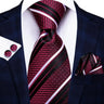 Hi-Tie Coffret cadeau cravate homme vin rouge bordeaux cachemire soie mariage cravate pour homme design tendance qualité mouchoir boutons de manchette livraison directe