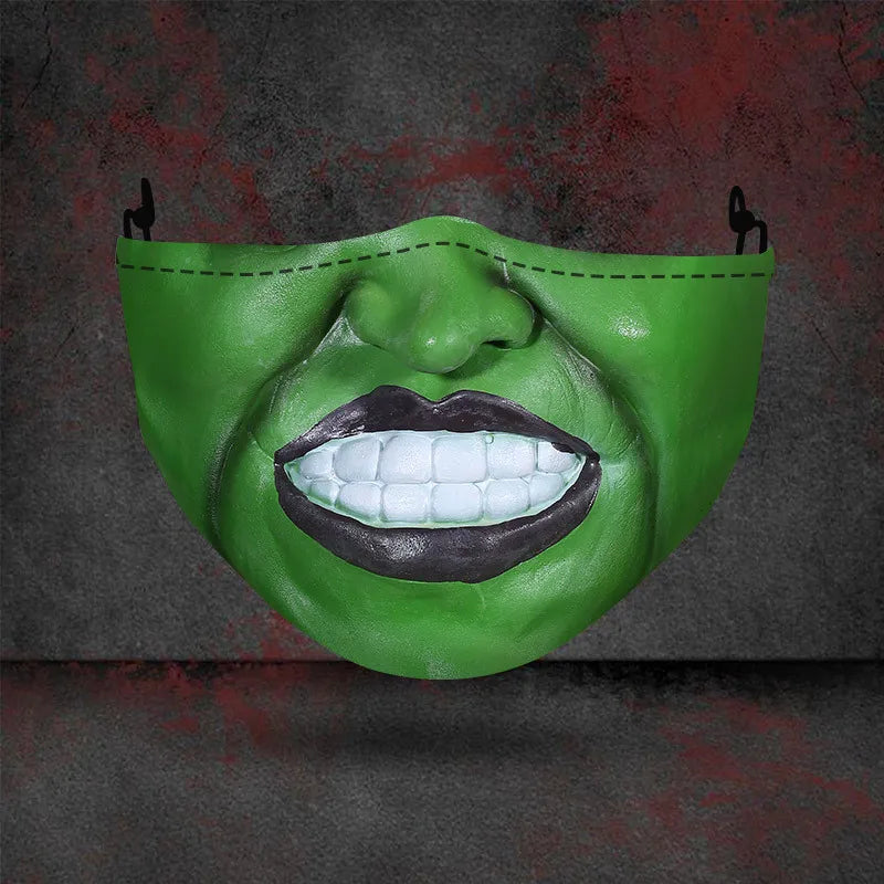 1 masque anti-poussière filtre adulte grande bouche masques faciaux 3D mascara Halloween masculin réutilisable lavable masque de clown mascara divertida