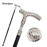 White Wolf Head Flower Walking Stick with Hidden Plate Self Defense Fashion Cane Plate Cosplay Crosier Stick 93cm