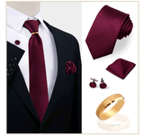Ensemble de cravates en soie de luxe pour hommes, cravate, mouchoir, boutons de manchette avec anneau en métal doré, broche, costume, fête de mariage, accessoires pour hommes
