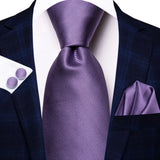 Hi-Tie Purple Solid Paisley Silk Wedding Tie for Men Novelty Design Handky cufflink Gift Men Tie Set Party Business Dropshipping